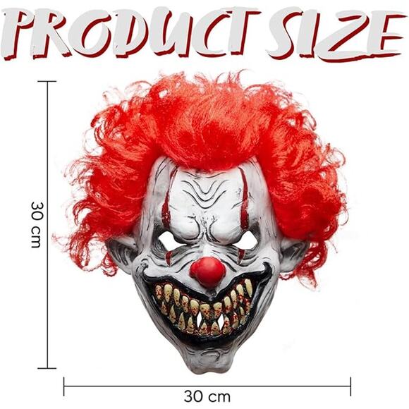 Scary Clown Mask Adult Latex Creepy Zombie Horror Monster Halloween Costume - Picture 7 of 7